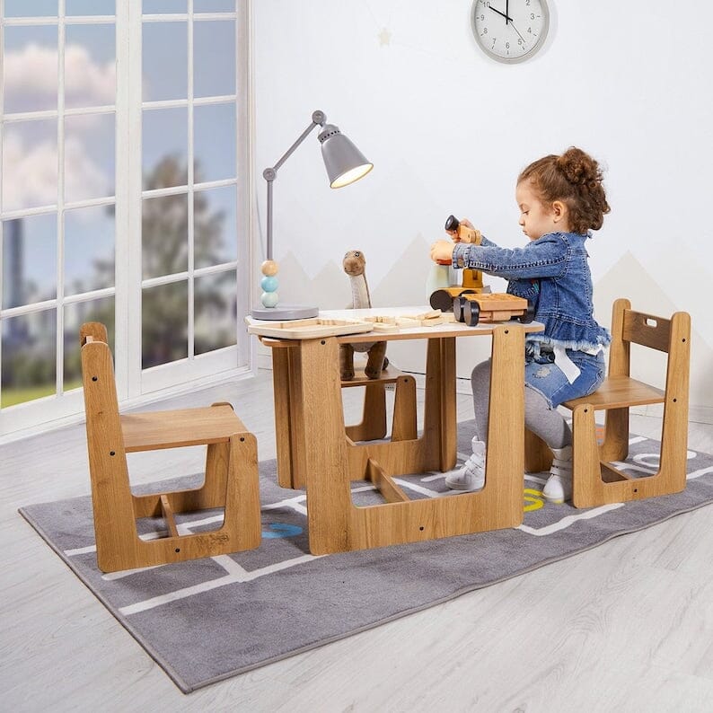 Chaise Montessori à bascule en bois avec Table 2 en 1