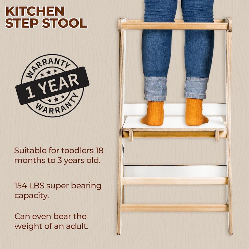 Tabouret en bois Montessori | Tour d'apprentissage pour tout-petit Montessori Facile