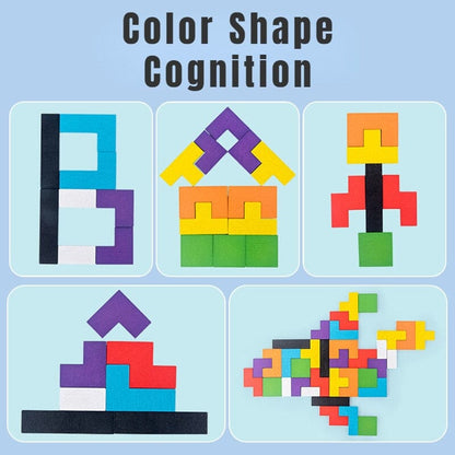Puzzle 3D en bois coloré éducatif pour enfants - Tangram et jeu de mathématiques Puzzle Montessori Facile 