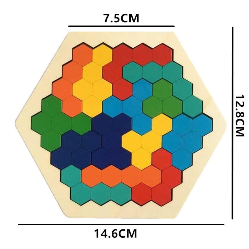 Puzzle 3D en bois coloré éducatif pour enfants - Tangram et jeu de mathématiques Puzzle Montessori Facile B 