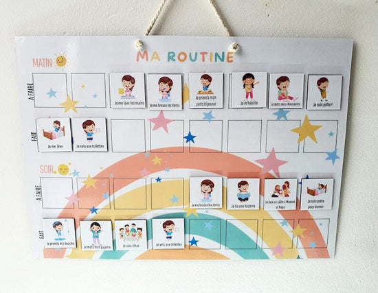TABLEAU MAGNETIQUE Routine enfant Matin et Soir inspiration Montessori ...
