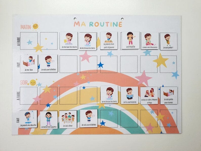 TinyKidz Tableau de routine quotidienne pour enfants, horaire visuel, tableau de routine pour les tout-petits TinyKidz Tableau de routine quotidienne pour enfants, horaire visuel, tableau de routine pour les tout-petits